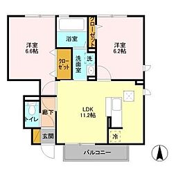 エル・ドラードＡ 1階2LDKの間取り