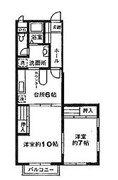 シャルマンコーポ 2階2DKの間取り