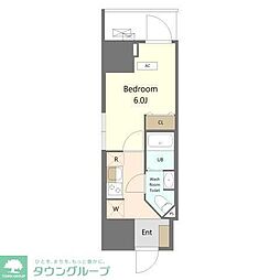 JR総武線 船橋駅 徒歩5分の賃貸マンション 15階1Kの間取り