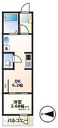 Ｇｒａｎｄ　Ｆｏｒｅｔ 2階1DKの間取り