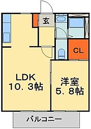 ドリームパレス蘇我 1階1LDKの間取り