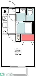 アンソレイエ園生 2階1Kの間取り