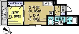 アリアトール 1階1LDKの間取り