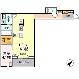 ＣＬＡＳＳＥＵＭ都賀 203 2階1LDKの間取り