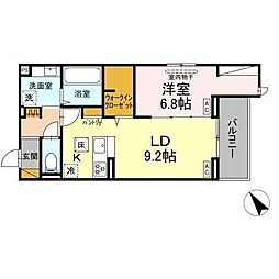 Ｃｒａｄｌｅ 3階1LDKの間取り