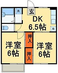 藤ハイツA 2DKの間取図画像