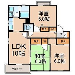 グランデージA棟 3LDKの間取図画像