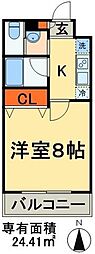 プラージュ美浜 1Kの間取図画像