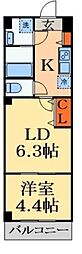 INSURANCEBLDG.XV3 1LDKの間取図画像
