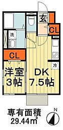 グランモア登戸壱番館 1DKの間取図画像