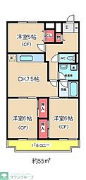 ハイツ城山 3DKの間取図画像