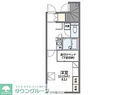 レオパレスグリーングレイス 1Kの間取図画像