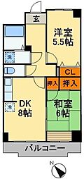 グラースマロニエ 2DKの間取図画像