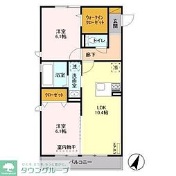 ルクティア 2LDKの間取図画像