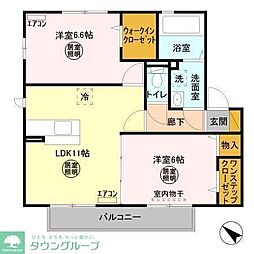 フェザントB棟 2LDKの間取図画像