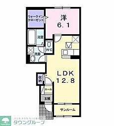 タートルヒルズフォース 1LDKの間取図画像