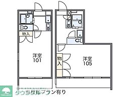 レオパレスグレース3 1Kの間取図画像