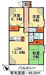 グランリーブル 3LDKの間取図画像