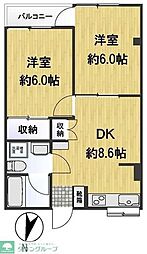 ハビタント51 2DKの間取図画像