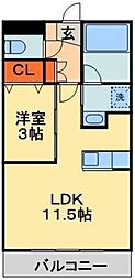ヘルデンフィールズ2 1LDKの間取図画像