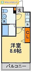 ププレ津田沼 1Kの間取図画像