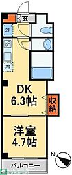 Toscana船橋 1DKの間取図画像