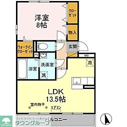 ベルヴィラージュB 1LDKの間取図画像