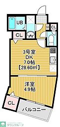 アウローロ 1DKの間取図画像