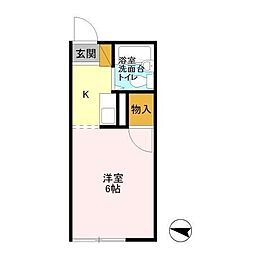 サンハイツ鶴沢 1Kの間取図画像