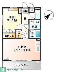 フォレスト・グレイス 1LDKの間取図画像