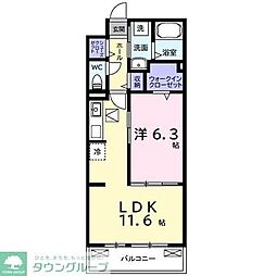 ルポン ボヌール 1LDKの間取図画像