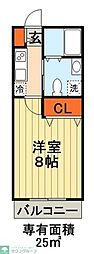 ファーストベル西都賀 1Kの間取図画像