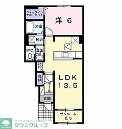 エレガンテプレッソB 1LDKの間取図画像