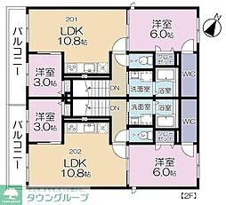 千葉市美浜区幸町1丁目アパート 2LDKの間取図画像