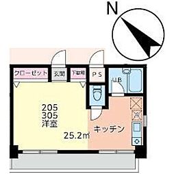 ベラルーサ11番館 ワンルームの間取図画像