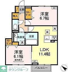 ポテト 2LDKの間取図画像