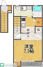 フラットテラス 1Kの間取図画像