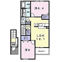 プリートデスパシオ 2LDKの間取図画像