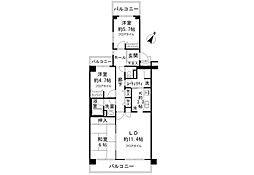テラス本八幡 3LDKの間取図画像