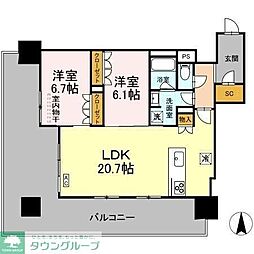 木更津市中央3丁目マンション 2LDKの間取図画像