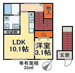 KHハイツD 1LDKの間取図画像