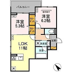 DーClair 2LDKの間取図画像