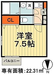 フレシールヴィラ 1Kの間取図画像