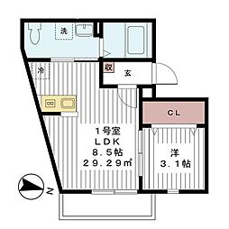 es本千葉 1LDKの間取図画像