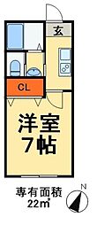 アルカ蘇我 1Kの間取図画像