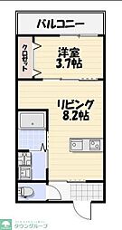 千葉市稲毛区小仲台7丁目アパート 1LDKの間取図画像