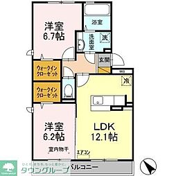 コモンシティハイツ1 2LDKの間取図画像