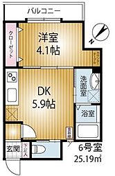AQUE24 1DKの間取図画像