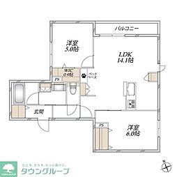市川市南八幡2丁目マンション 2LDKの間取図画像