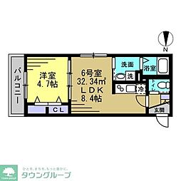 Ajour蘇我06 1LDKの間取図画像